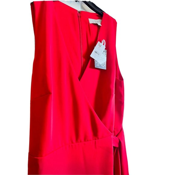 Loft Size 4 Dress Ladies Red Faux Wrap with Tie Little Red Dress NWT - Picture 2 of 10